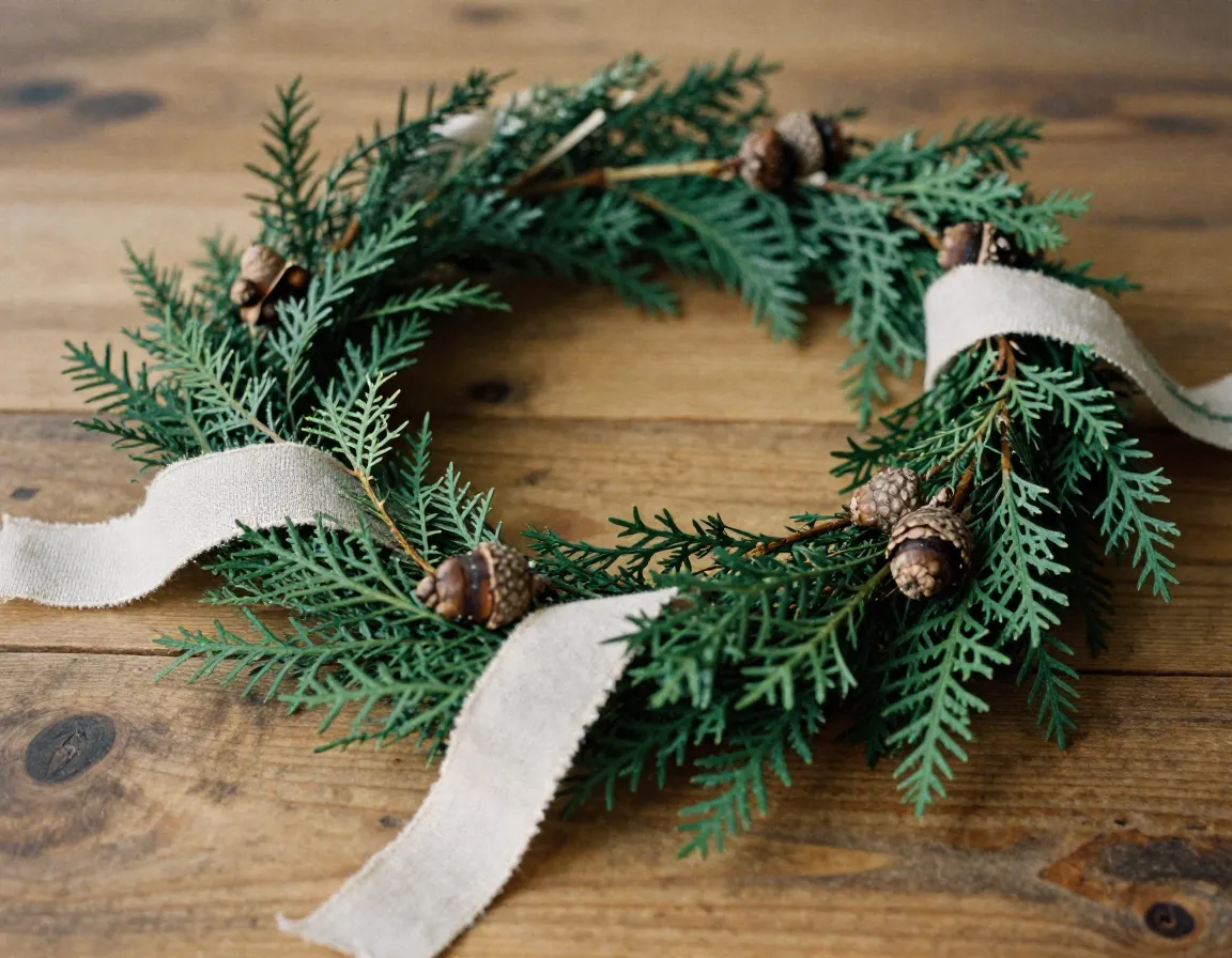 Decoración navideña rústica con elementos naturales y tonos tierra